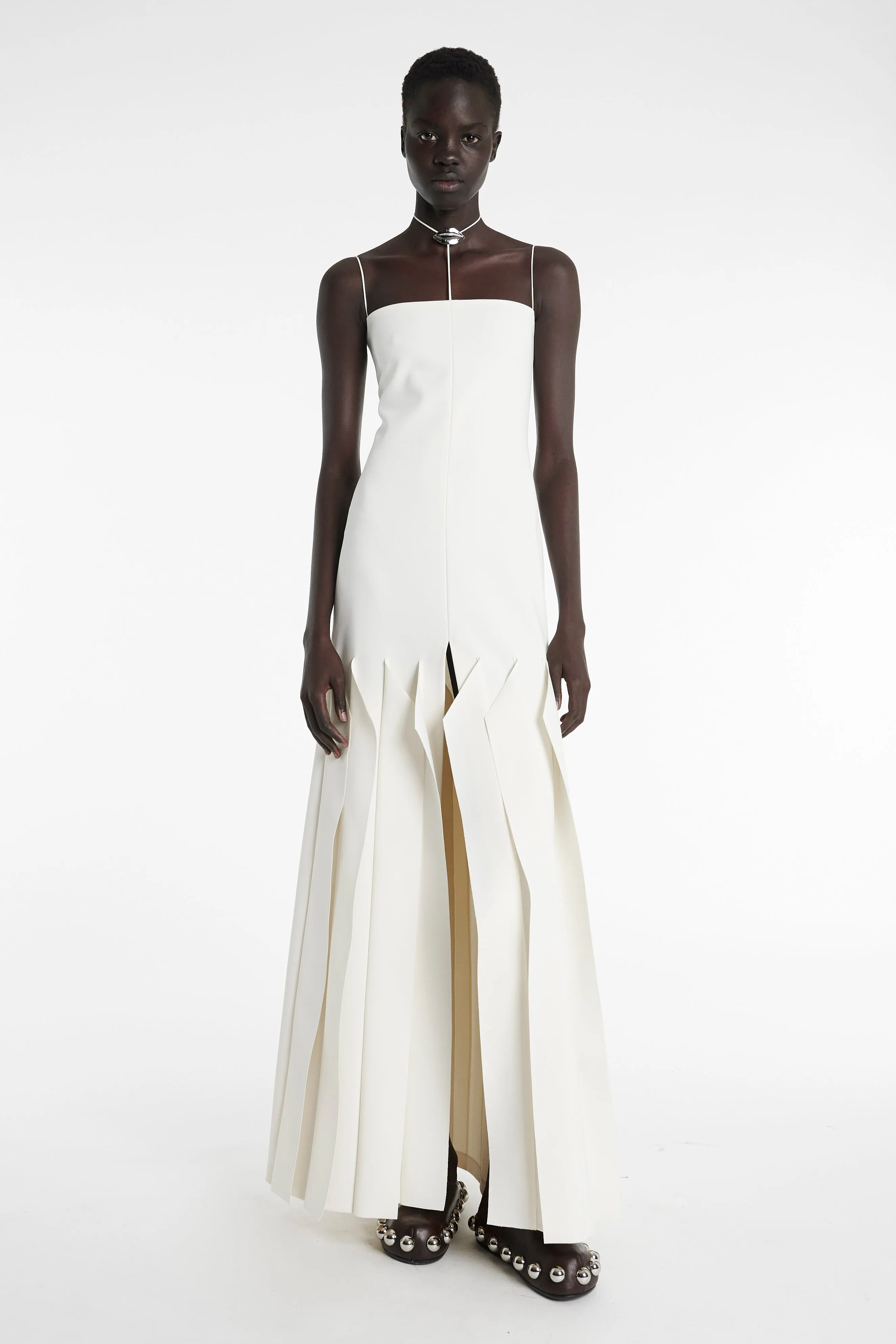 Full Length Lip Choker Dress Ivory Smart Layering