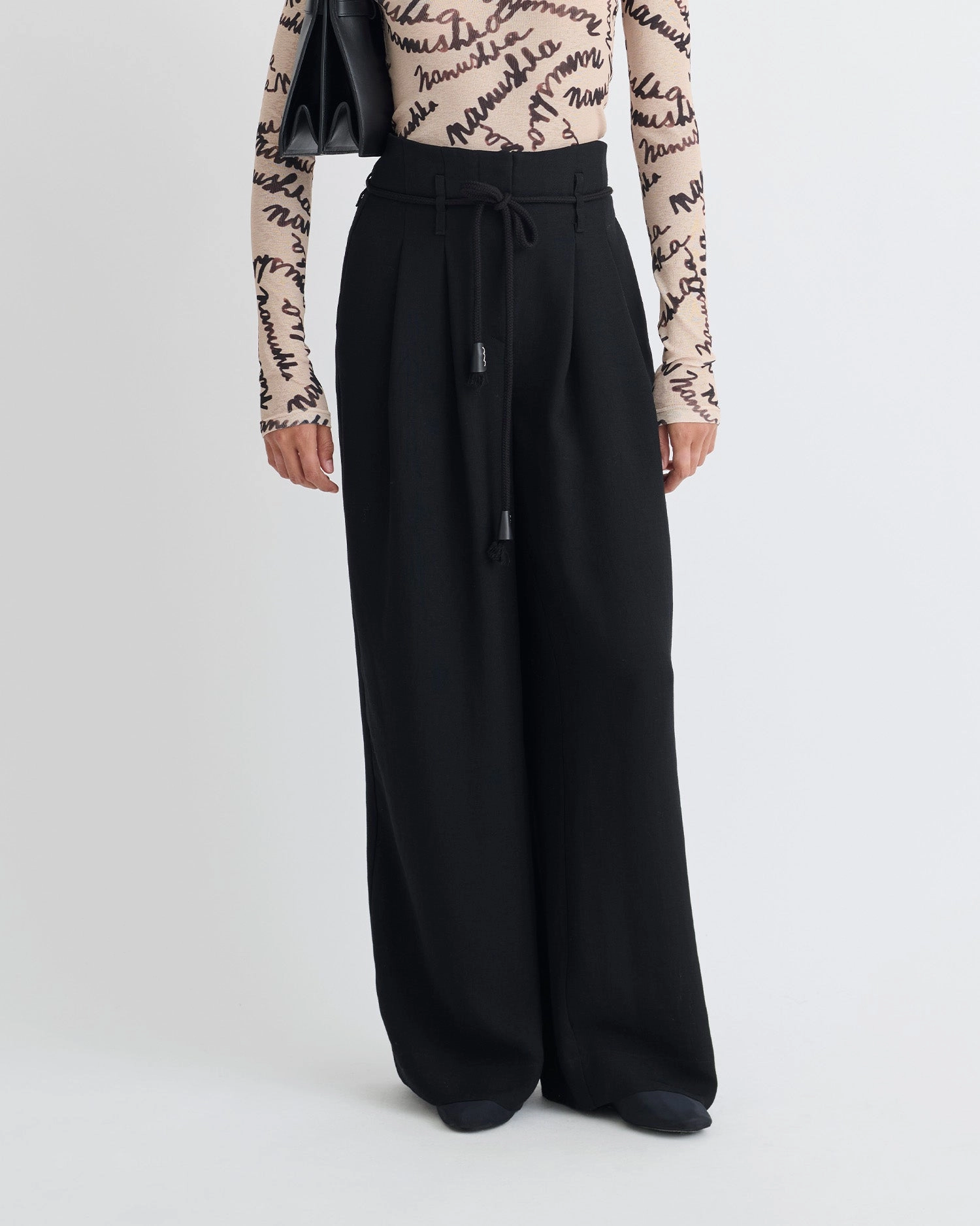 Nevada - Tech Linen Belted Pants - Black Performance Support OdorResistantFinish
