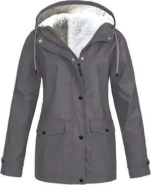 NEW Drepurja Coats for Women Winter Warm Long Sleeve Fuzzy Fleece Jackets Zip Up Hoodies Sherpa Lined Thermal Jacket, Grey Fits 2x/3x