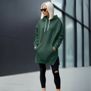 NEW The Warmy Oversized Hoodie Dress, First Ones Oversized Hoodies, Women's Casual Pullover Long Sleeve Split Hem - Color: Green - Sz M - Retails $56 