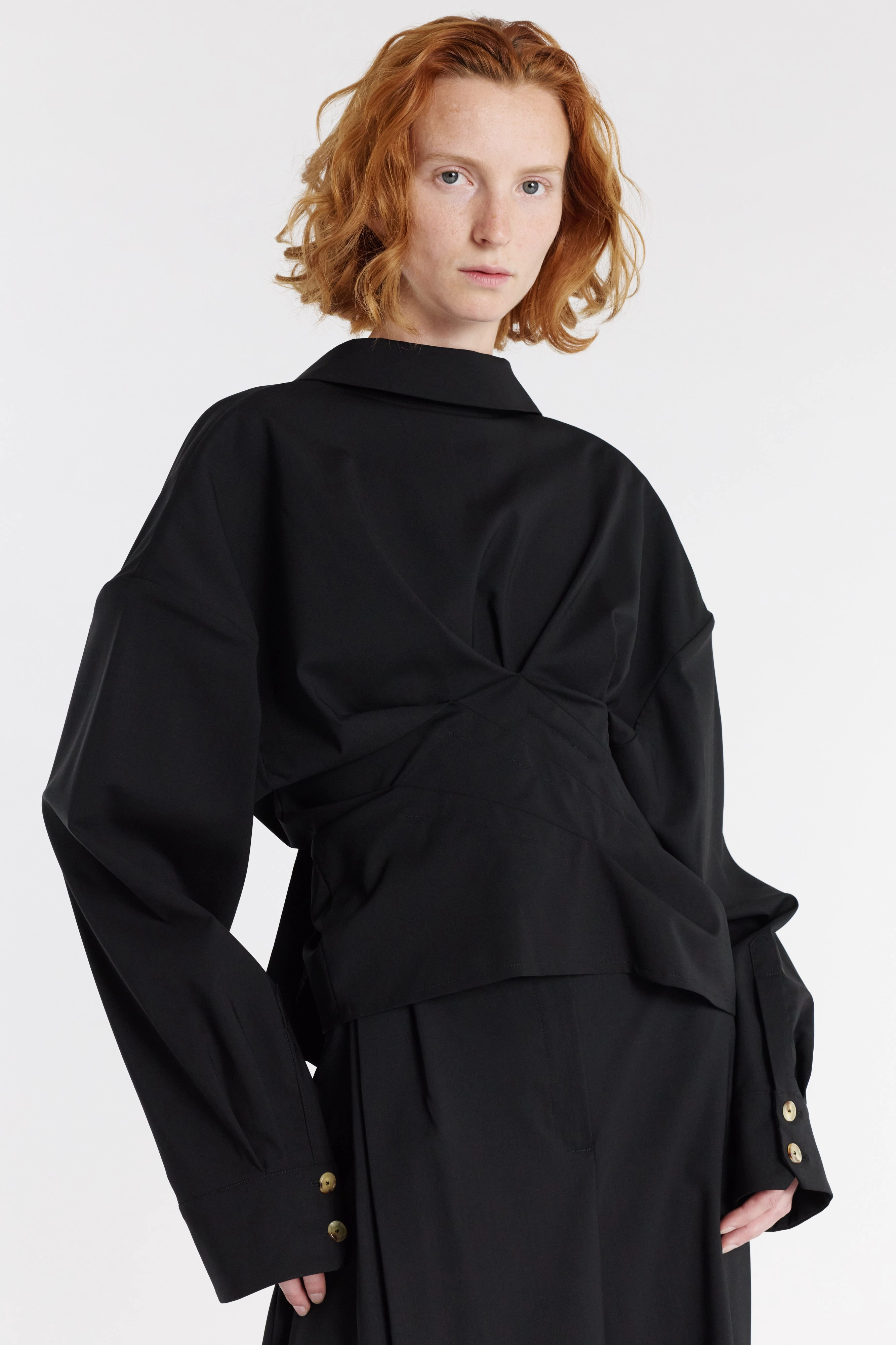 New Twisted Shirt Black MultiPanel Design Flatlock Seams