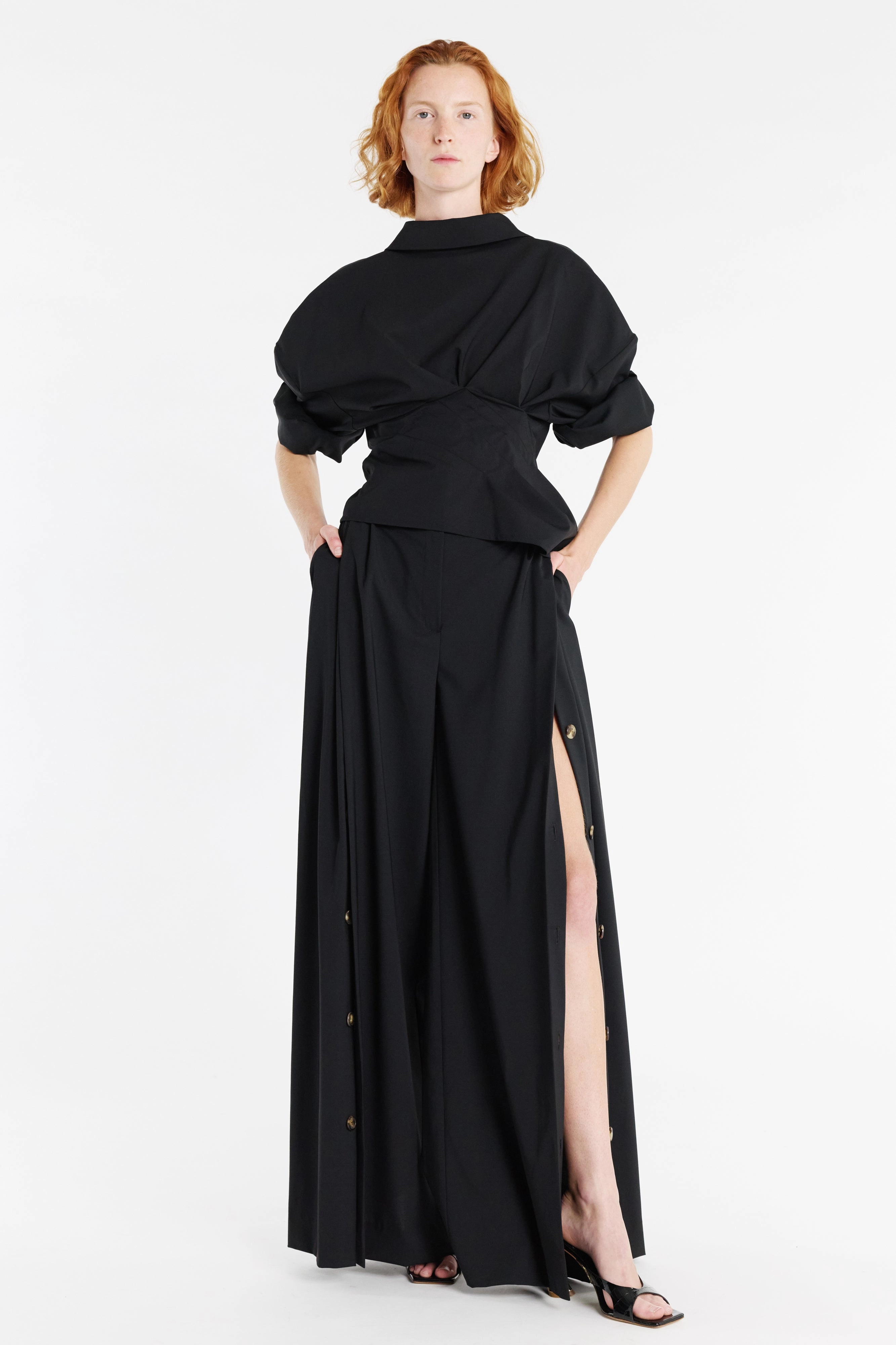 New Twisted Shirt Black Breathable Linen Blend