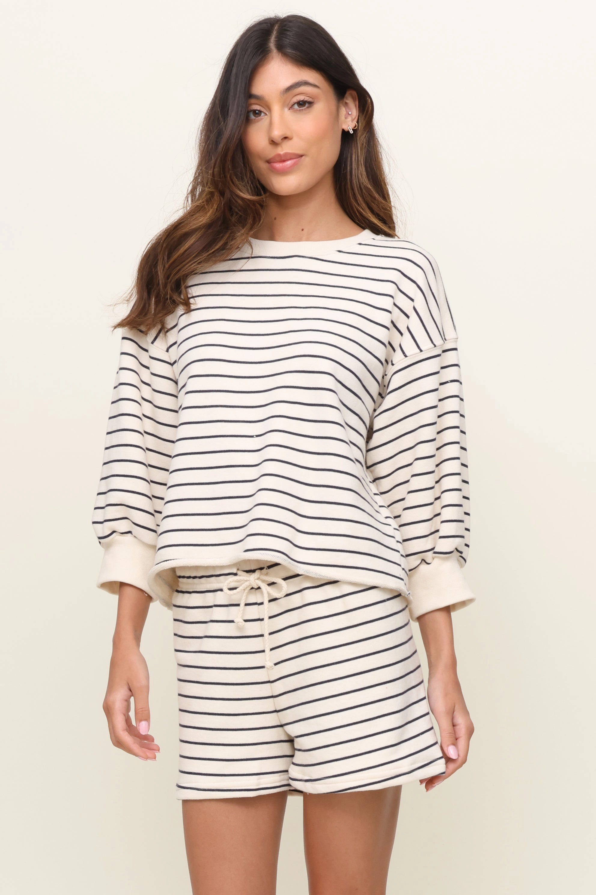 Niall Striped Pullover Hooded Knit Variation Compact Style