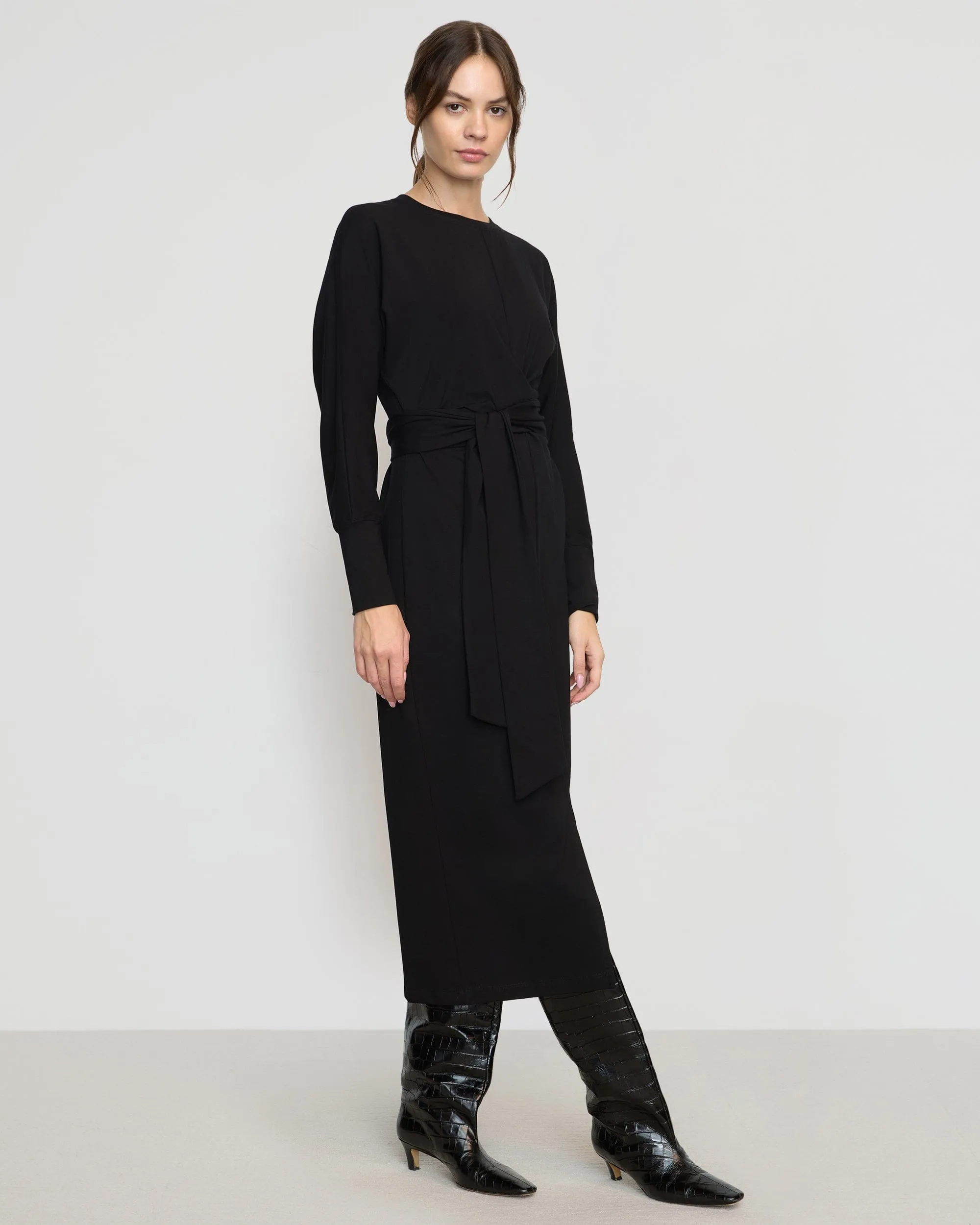 Wei Tie-Front Organic Cotton Dress Slim Touch Sharp Finish