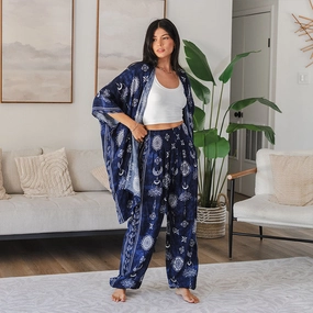 Everyday Ease Plus-size option Nightfall Blue Lotus Moon Lounge Set