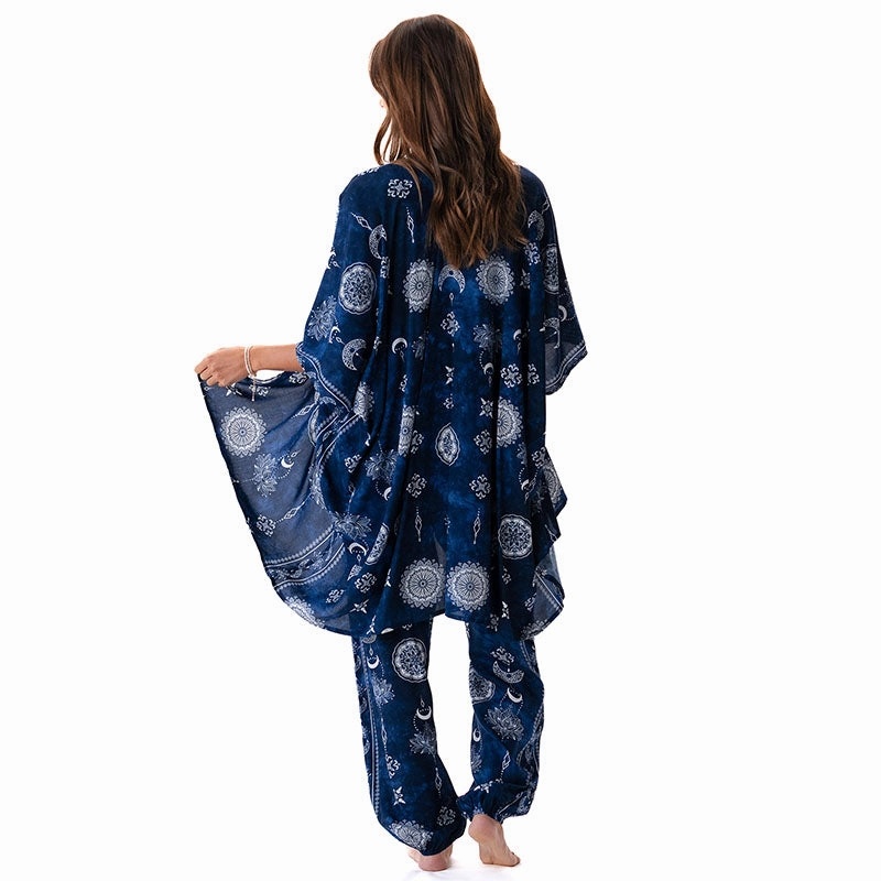 Yoga Ready Nightfall Blue Lotus Moon Lounge Set