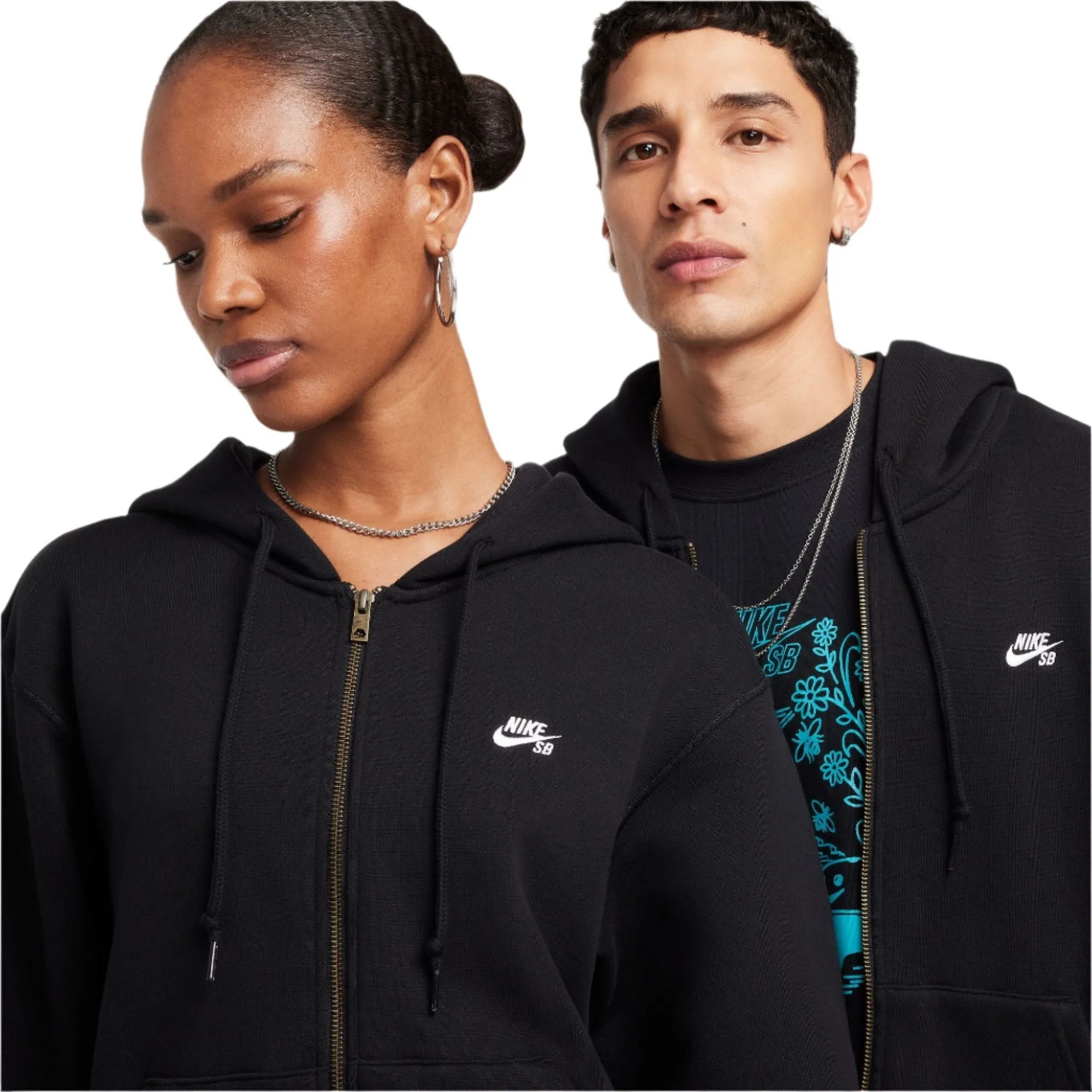 Nike SB - Full Zip Fleece Hood in Black/White