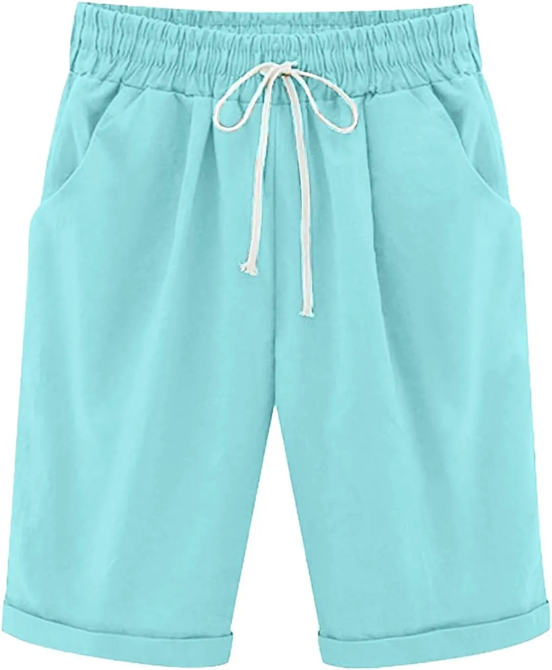 NLOMOCT Bermuda Shorts for Women Linen,Linen Shorts for Women Beach, Jean Shorts Womens High Waisted Stretchy Stretchy Denim Shorts High Waisted Folded Hem Ripped Jeans Shorts