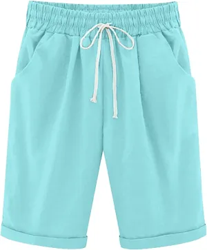 NLOMOCT Bermuda Shorts for Women Linen,Linen Shorts for Women Beach, Jean Shorts Womens High Waisted Stretchy Stretchy Denim Shorts High Waisted Folded Hem Ripped Jeans Shorts