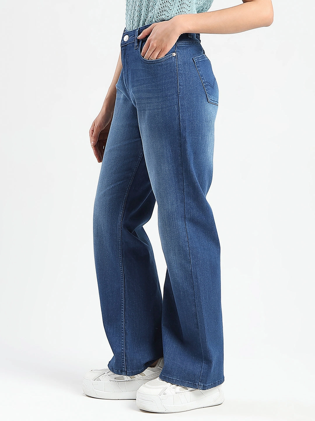 Madame Stone Wash Wide Leg Dark Blue Jeans Smooth Minimalist