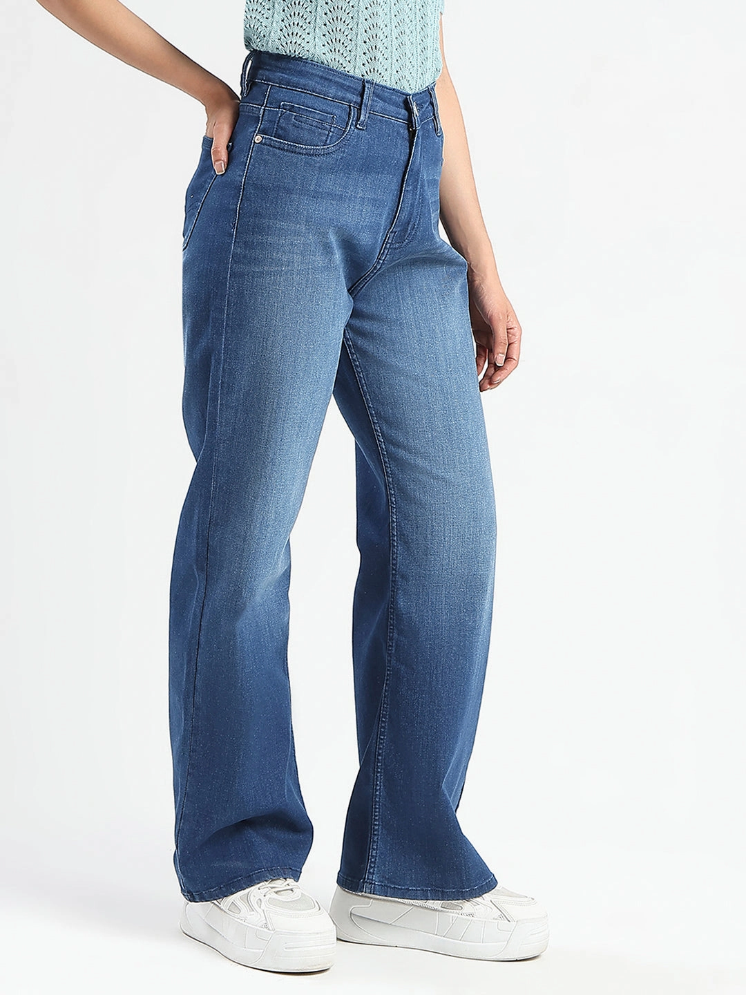 Madame Stone Wash Wide Leg Dark Blue Jeans Active Touch Lightweight Earthy Nature Lover