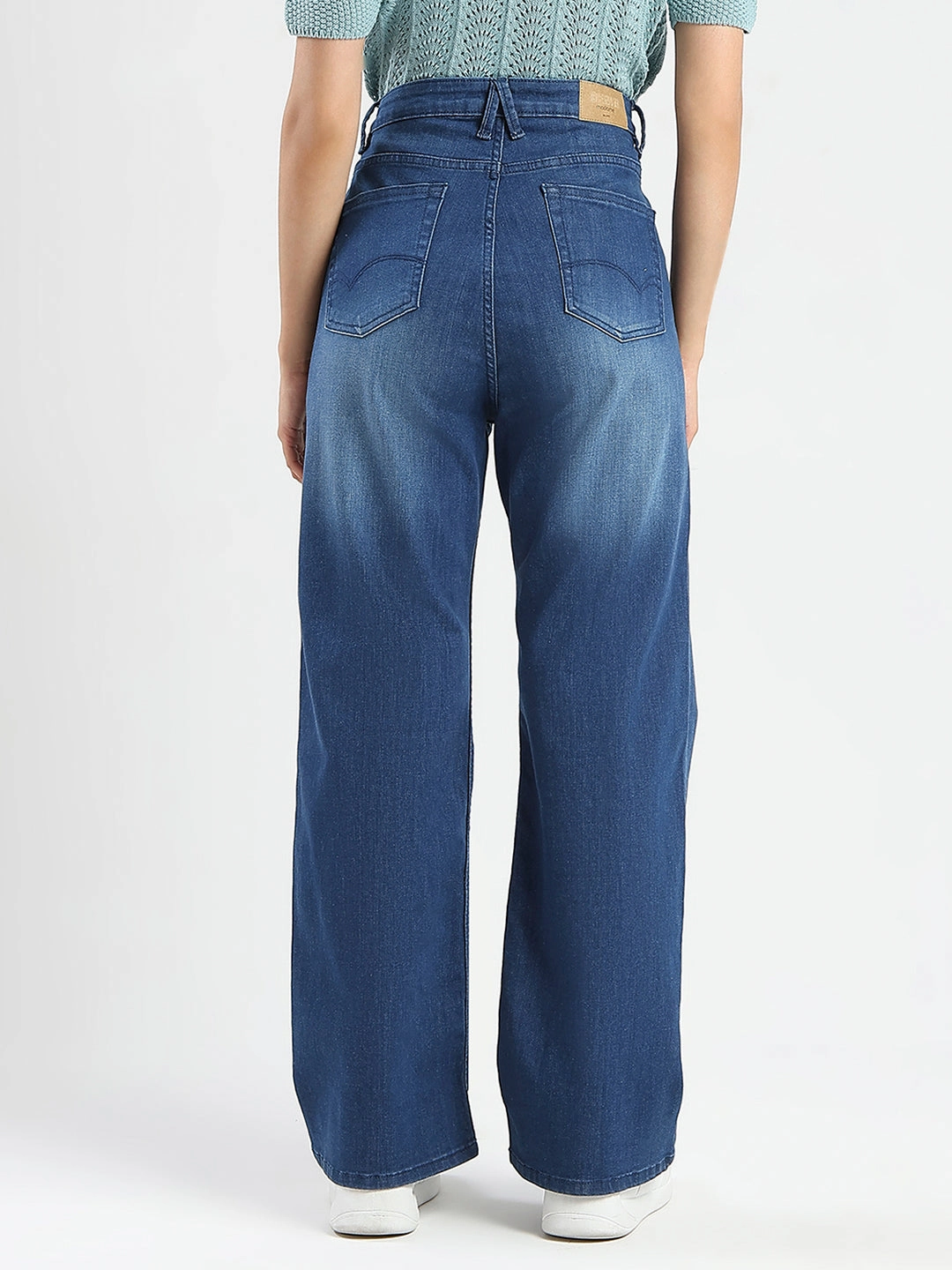 Slim Vintage Lover Smart Casual Madame Stone Wash Wide Leg Dark Blue Jeans