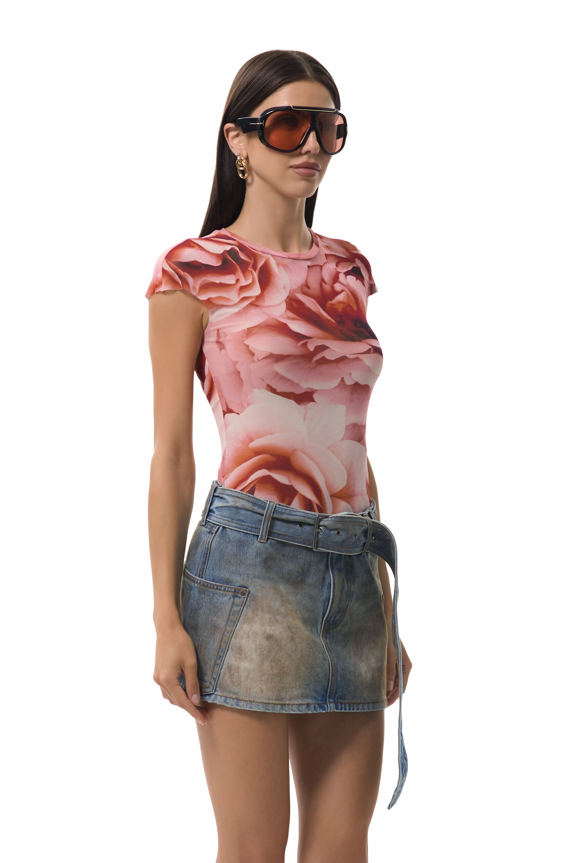 Nina Top - Peach Roses Bluesign Approved Material