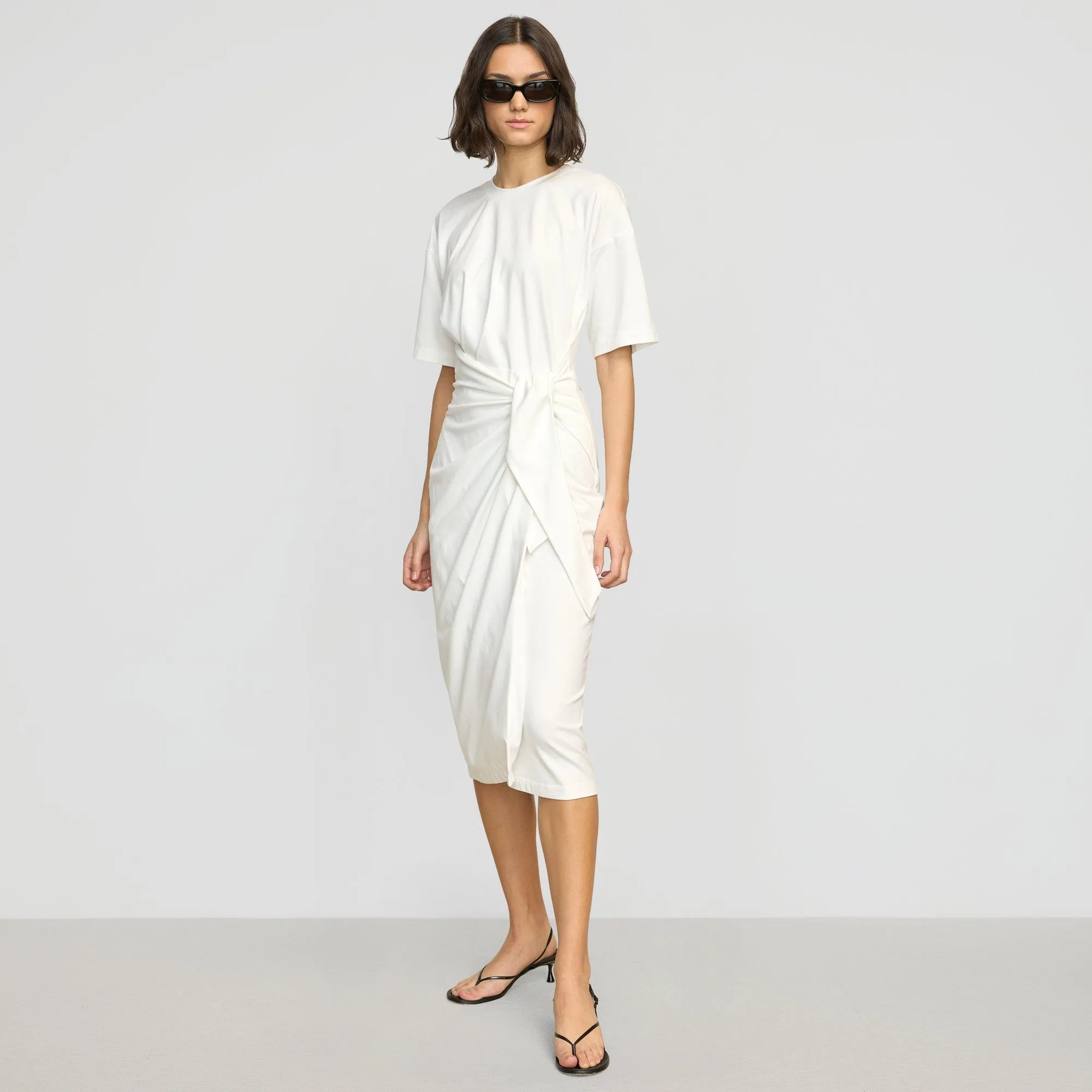 Cruise-Wear Crisp Detail Noa Organic Cotton T-Shirt Wrap Dress