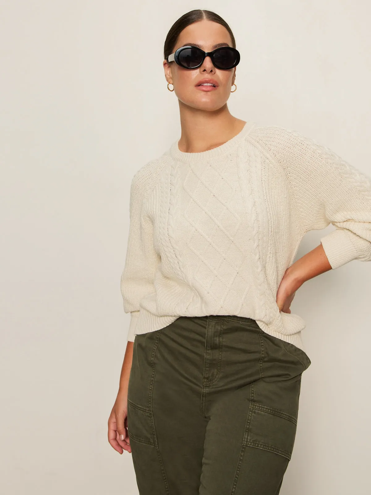 Nomad Cable Popover Chalk Extended Sizing Stretchable Waistband Fitted Tank