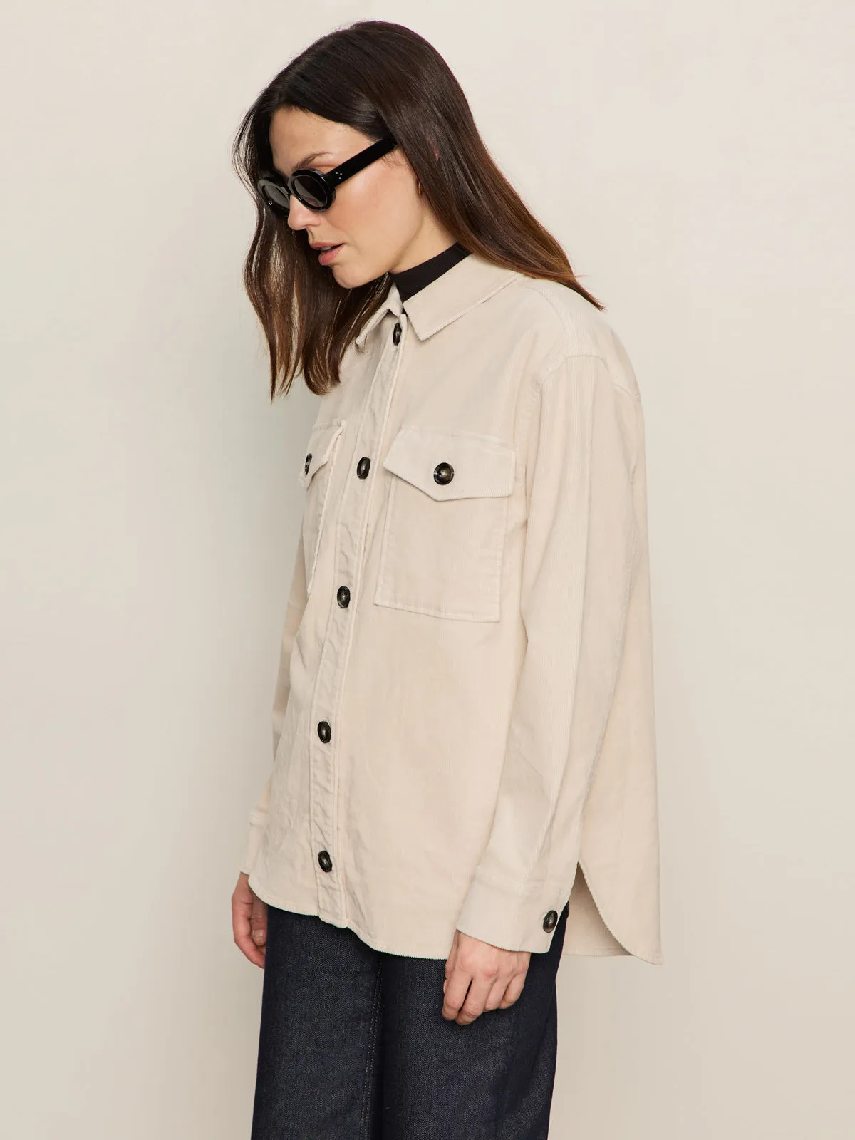 The Corduroy Shacket Mother Of Pearl Soft Shell Material