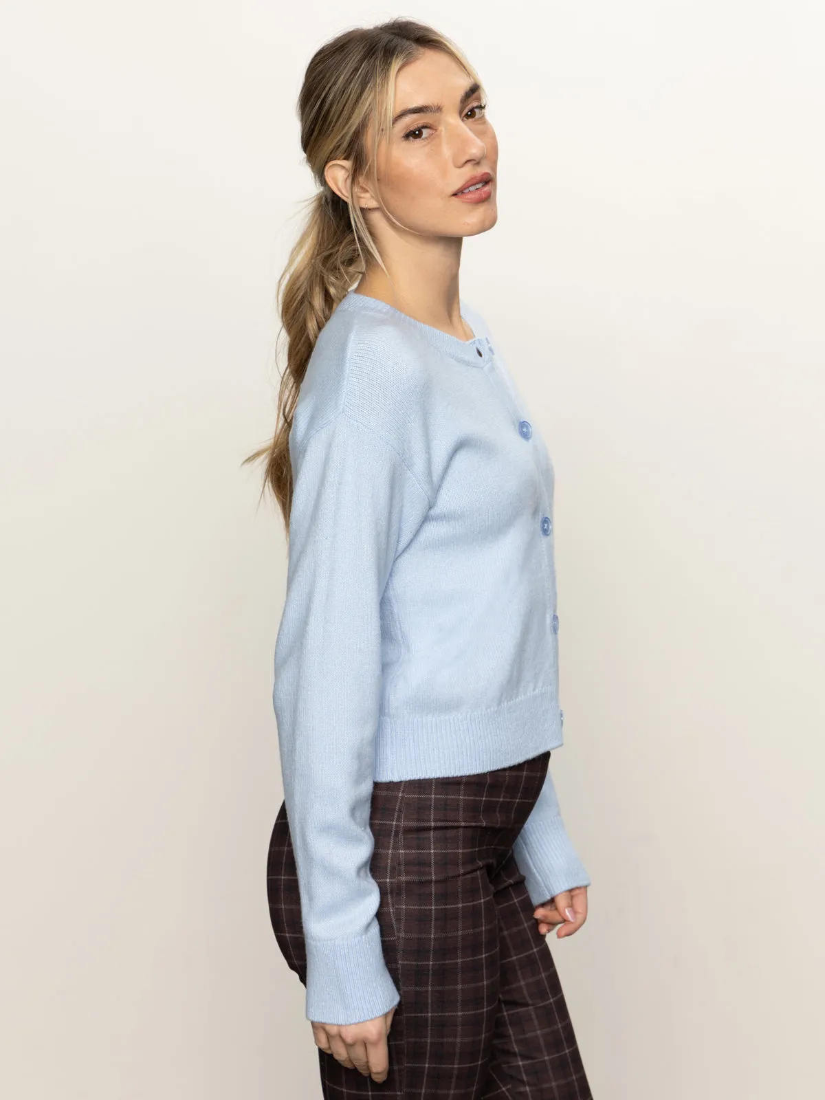 Ribbed Knit Fabric Must-Have Cardi Blue Powder