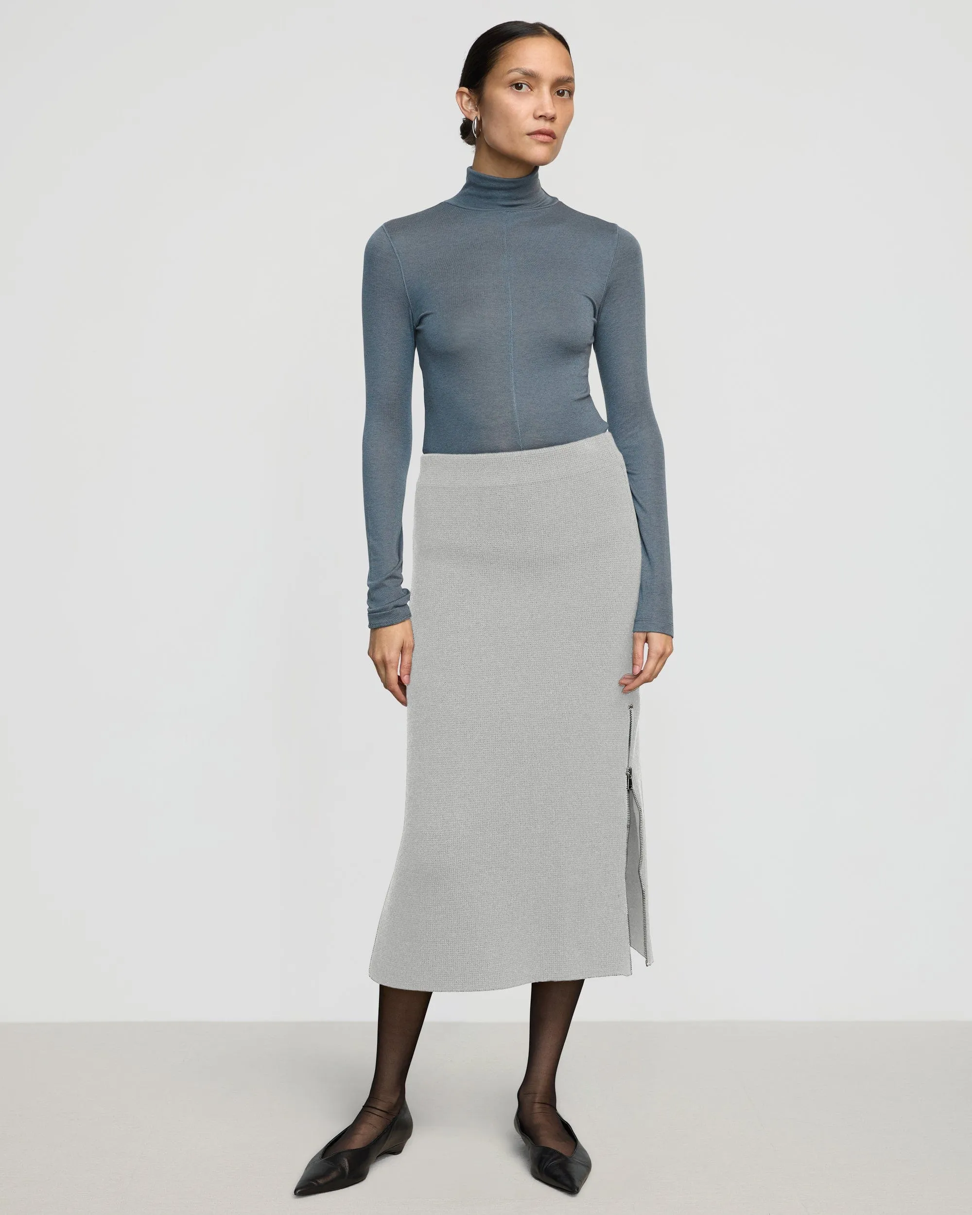 Outfit Mix Daily Wear Esti Side-Zip Organic Cotton-Wool Skirt