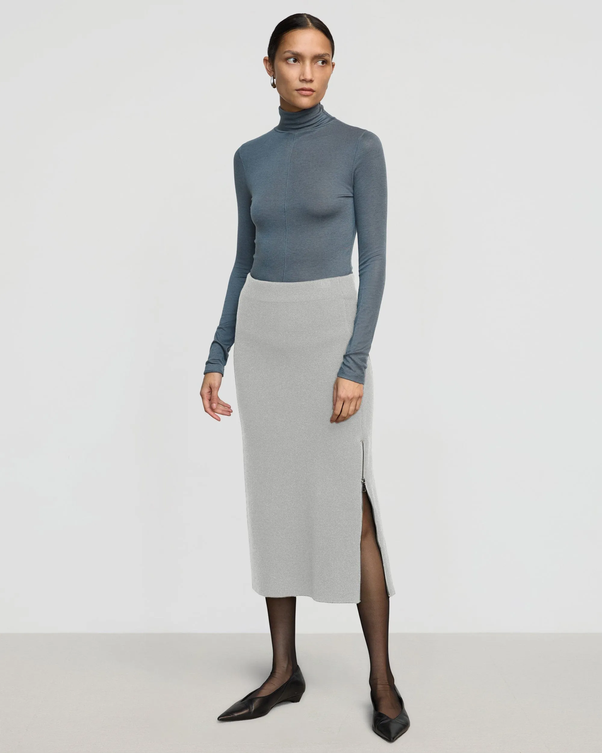 Esti Side-Zip Organic Cotton-Wool Skirt Breathable Lining Easy Combo