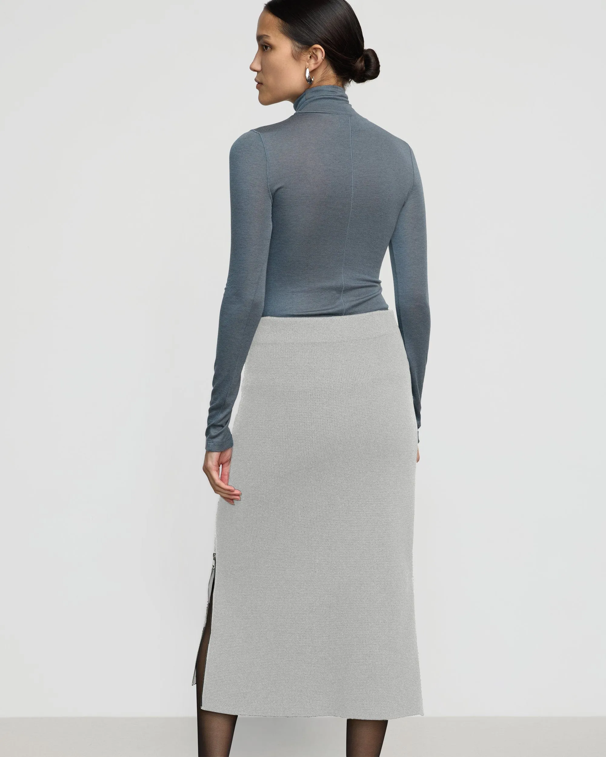 Esti Side-Zip Organic Cotton-Wool Skirt Laid Back Look