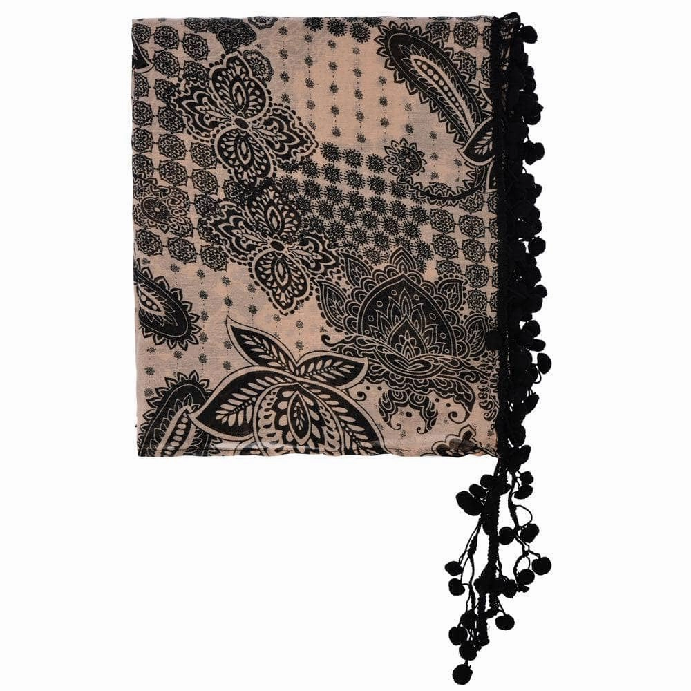 Stylish Fit TouchscreenCompatiblePockets Non Binding Cuff Serbia Pom Flower Shawl