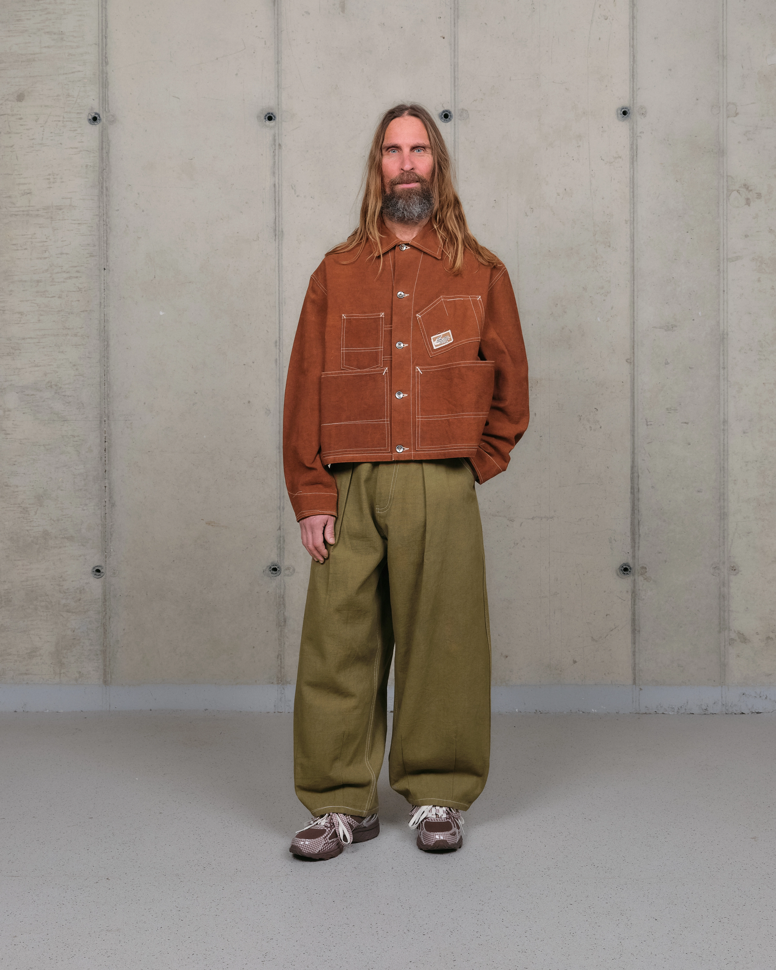 Seamless Pocket Design Station Jacket - Brown Wonky-Wear