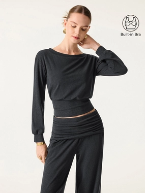Ribbed Hemline Odor Control Technology Non-Itchy Wool Blend Boatneck Brami