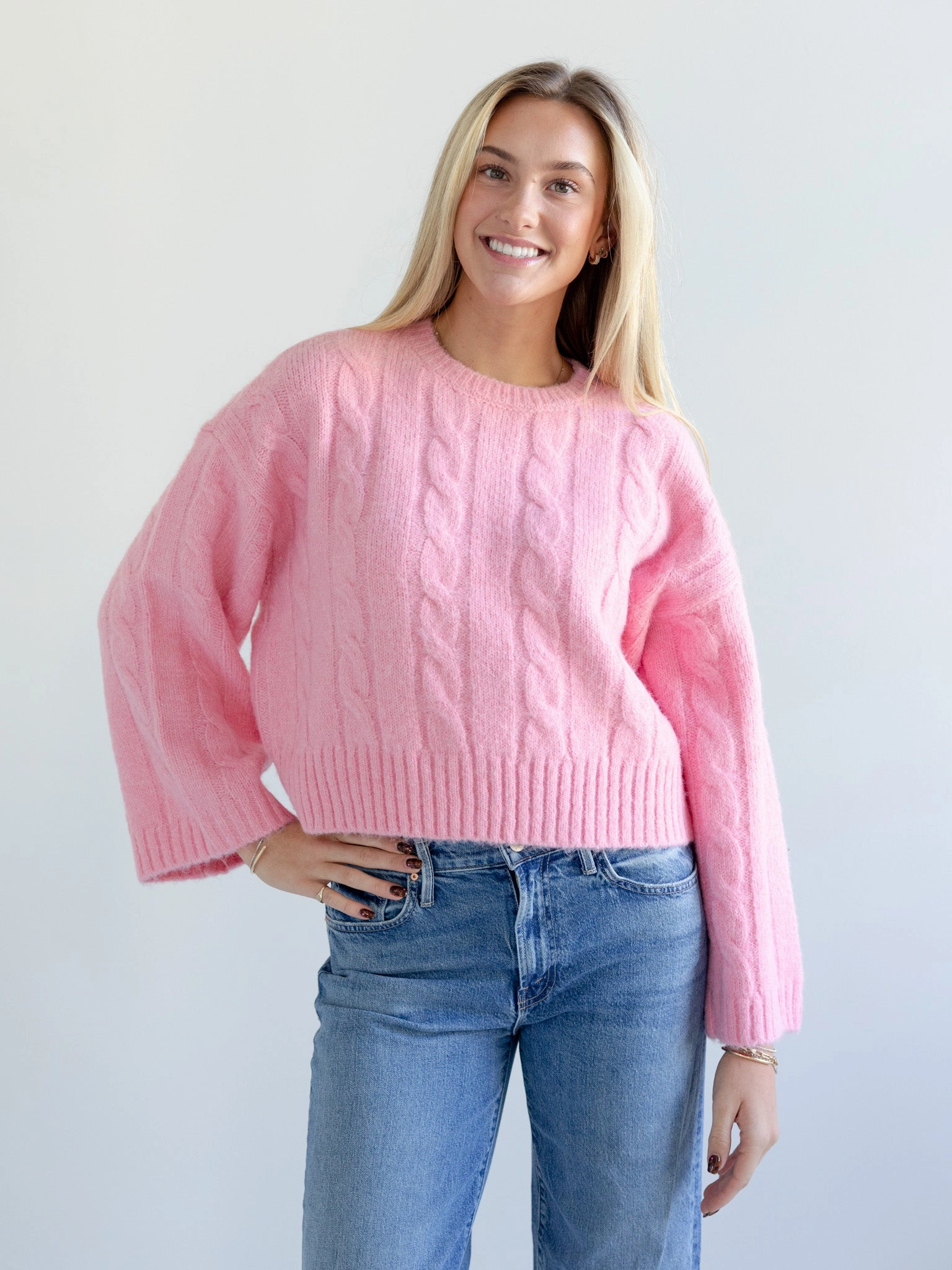 Reinforced Hems Millie Cable Knit Sweater