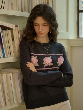 Classic Ready ??Final Sale??Aria 3D Floral Knit Sweater