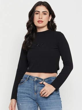 Midweight Texture RawHemDetail Madame Black Disney Top