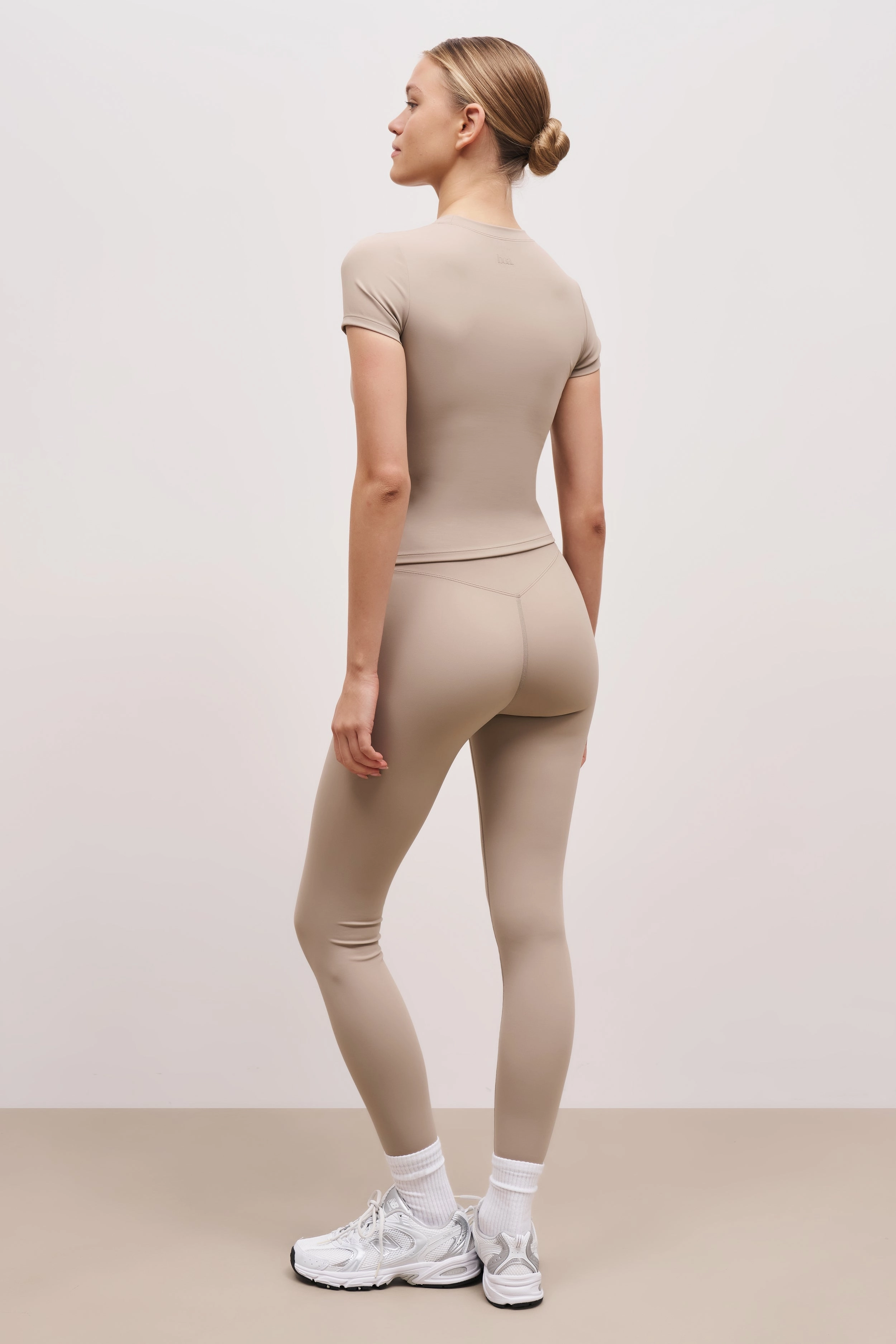 Base Sculpting T Shirt - Taupe Fitted Blouse