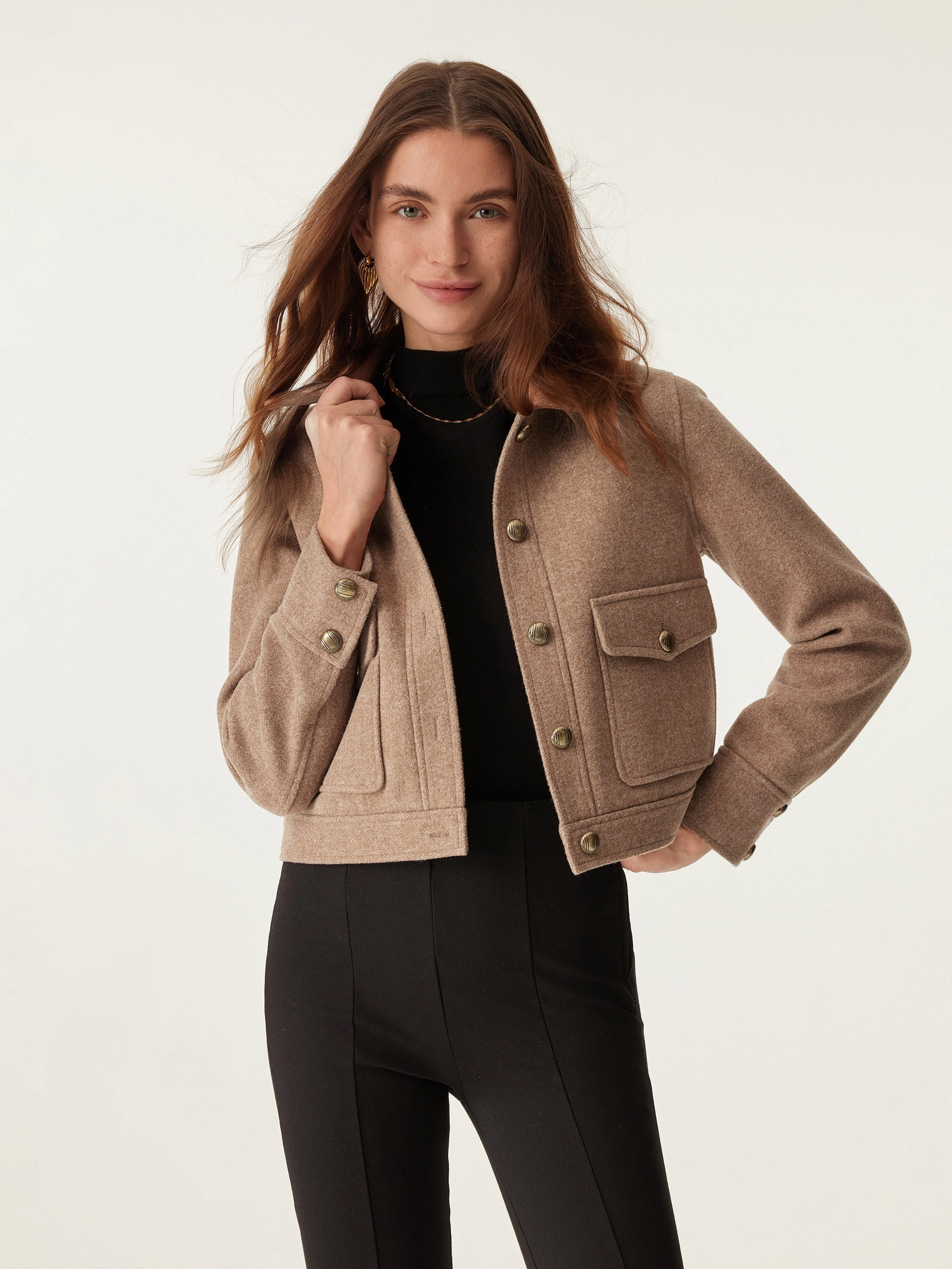 Point Collar Cargo Short Jacket Anti Static Treatment