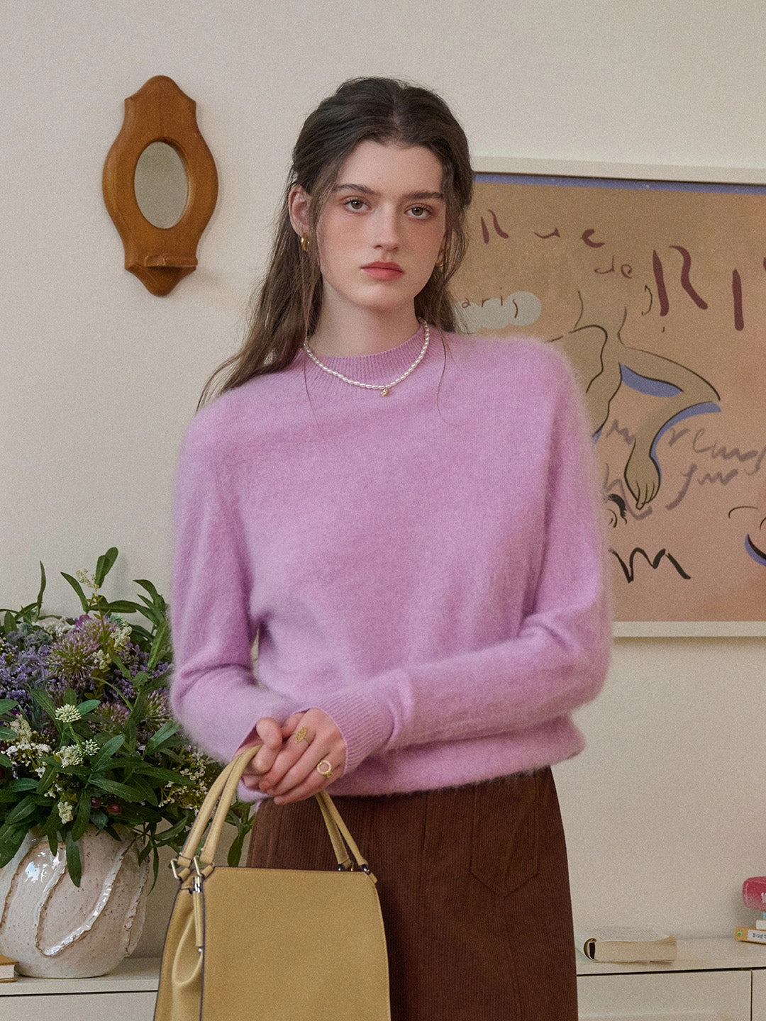 Garment Dyed Process Izabella Round Neck Wool Sweater