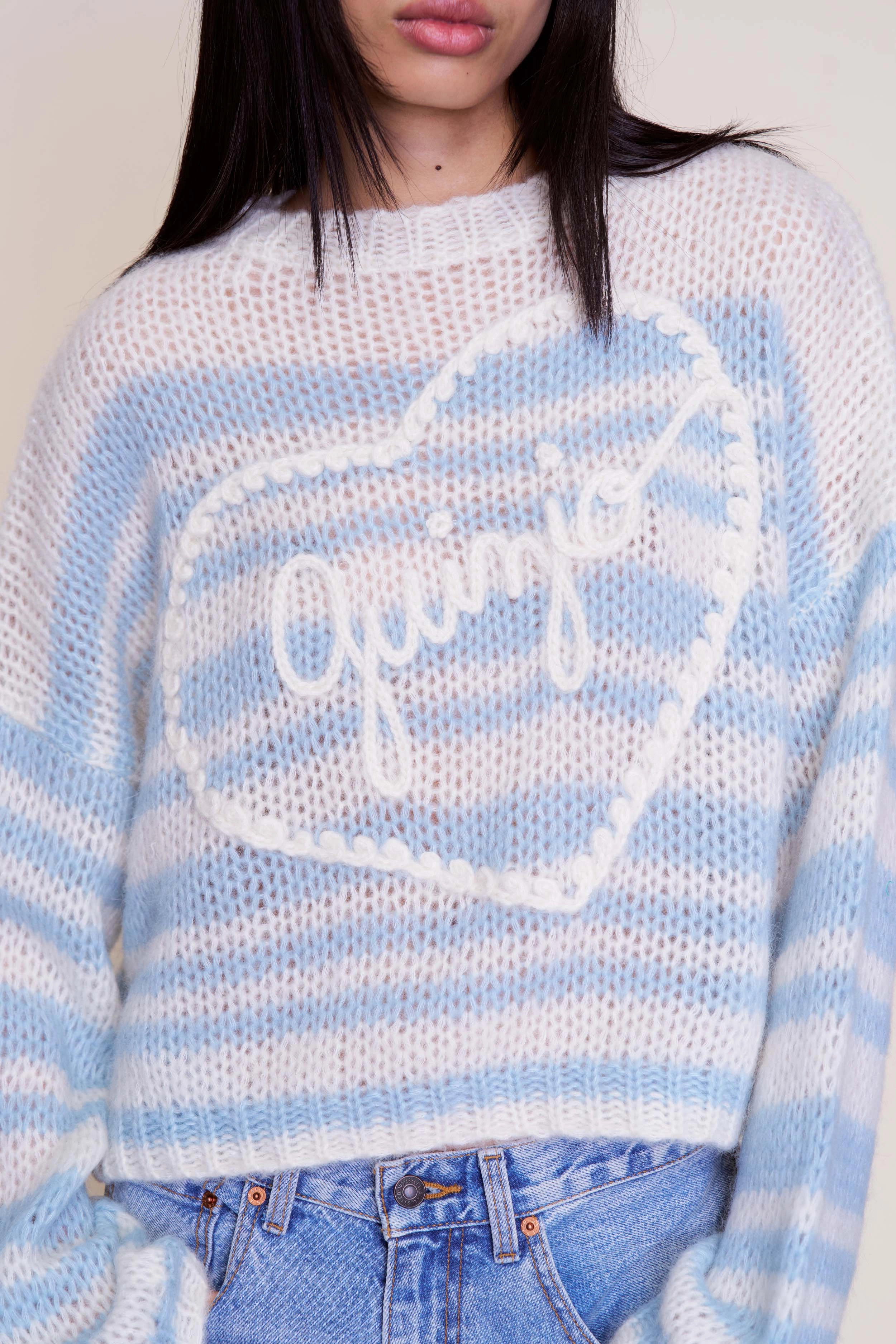 Sweater Pilling Prevention Tips Guizio Mohair-Blend Heart Sweater