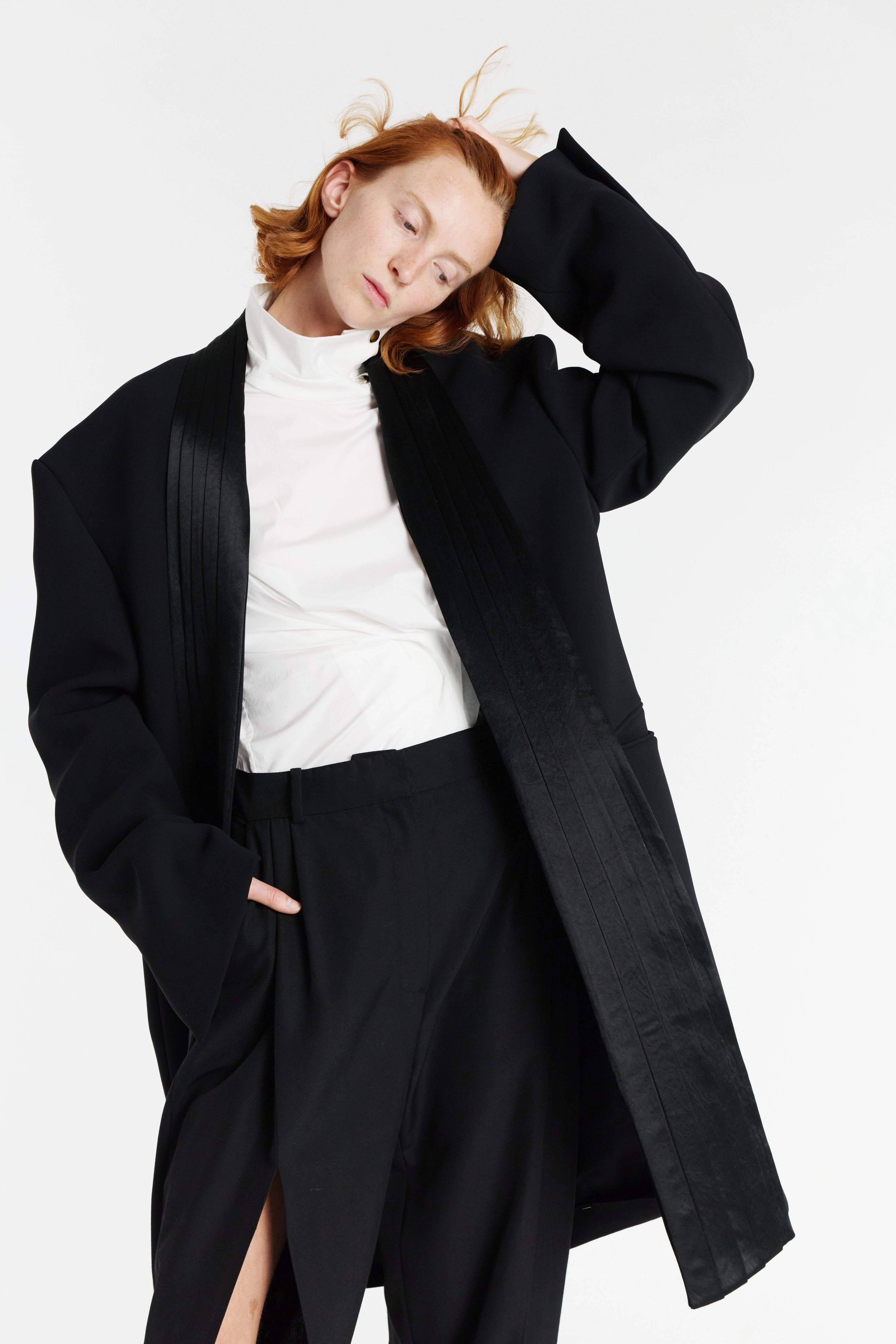 ShrinkResistantFabric Cummerbund Collar Tuxedo Jacket Black