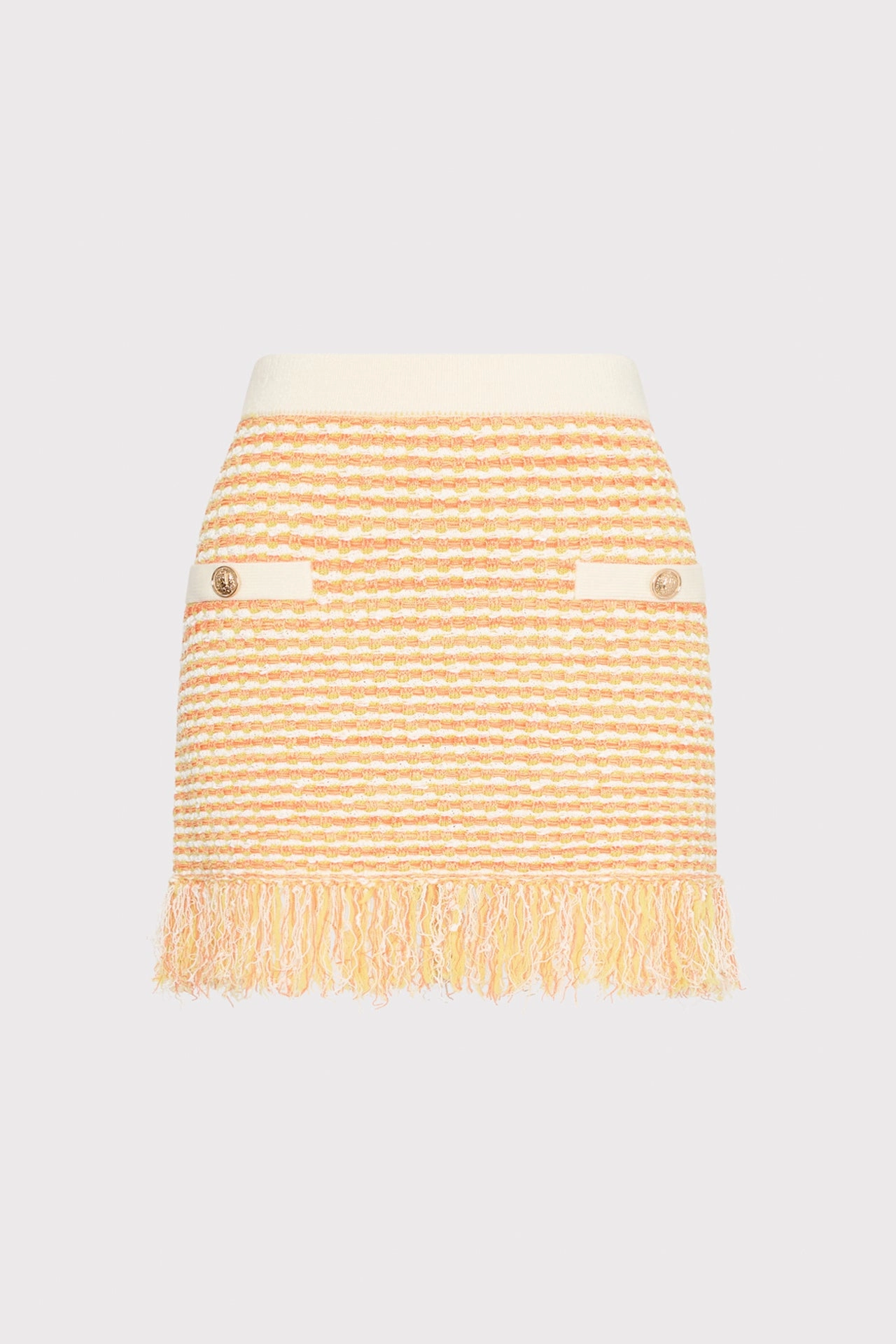 Light Reflective Trims Timeless Basic Kali Textured Fringe Knit Mini Skirt