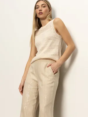 Ultimate Wear Comfort Flex Coastal Semi-High Rise Pant Sand Sequin Stripe