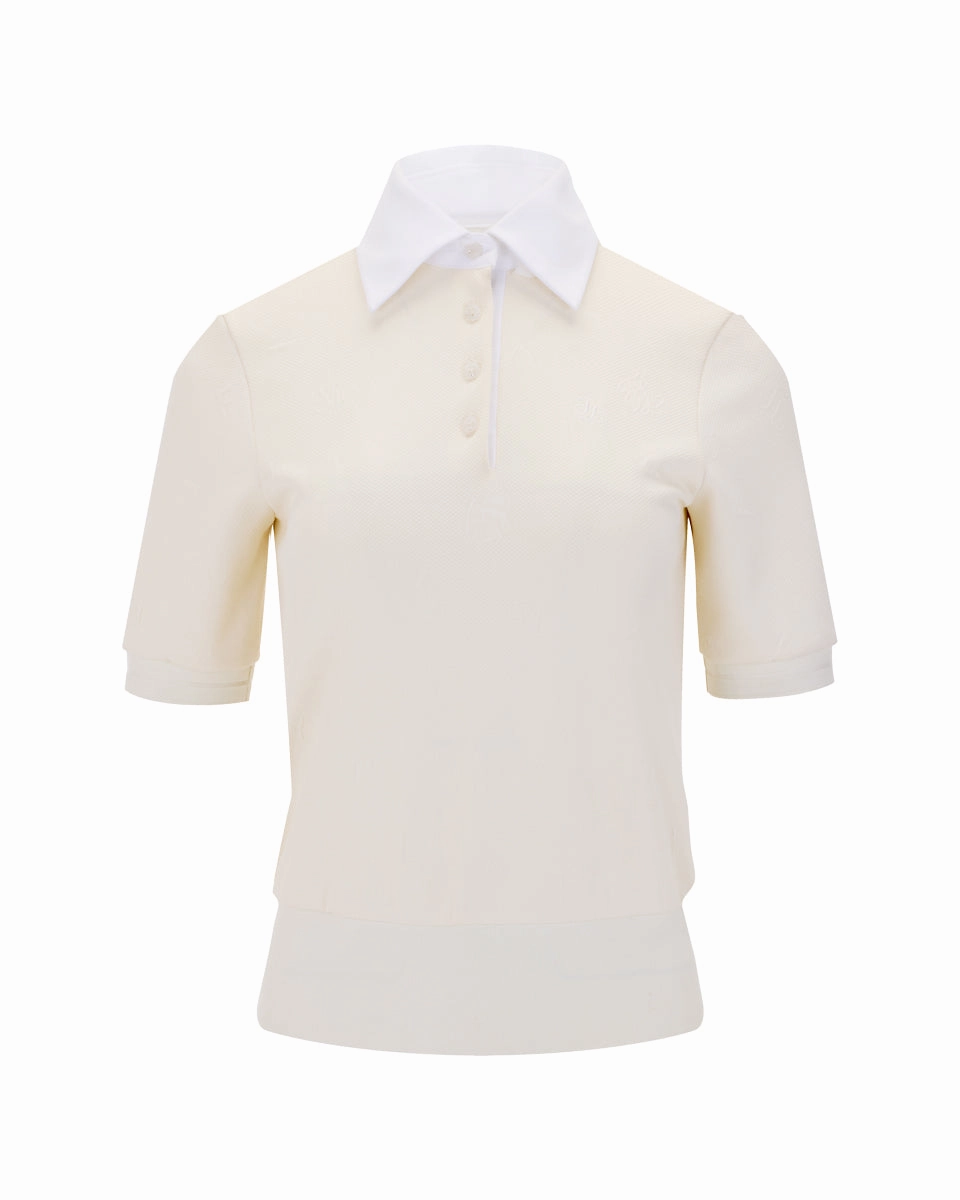 lettering jacquard t-shirt - Cream ZipperedPockets Friction Resistant Finish