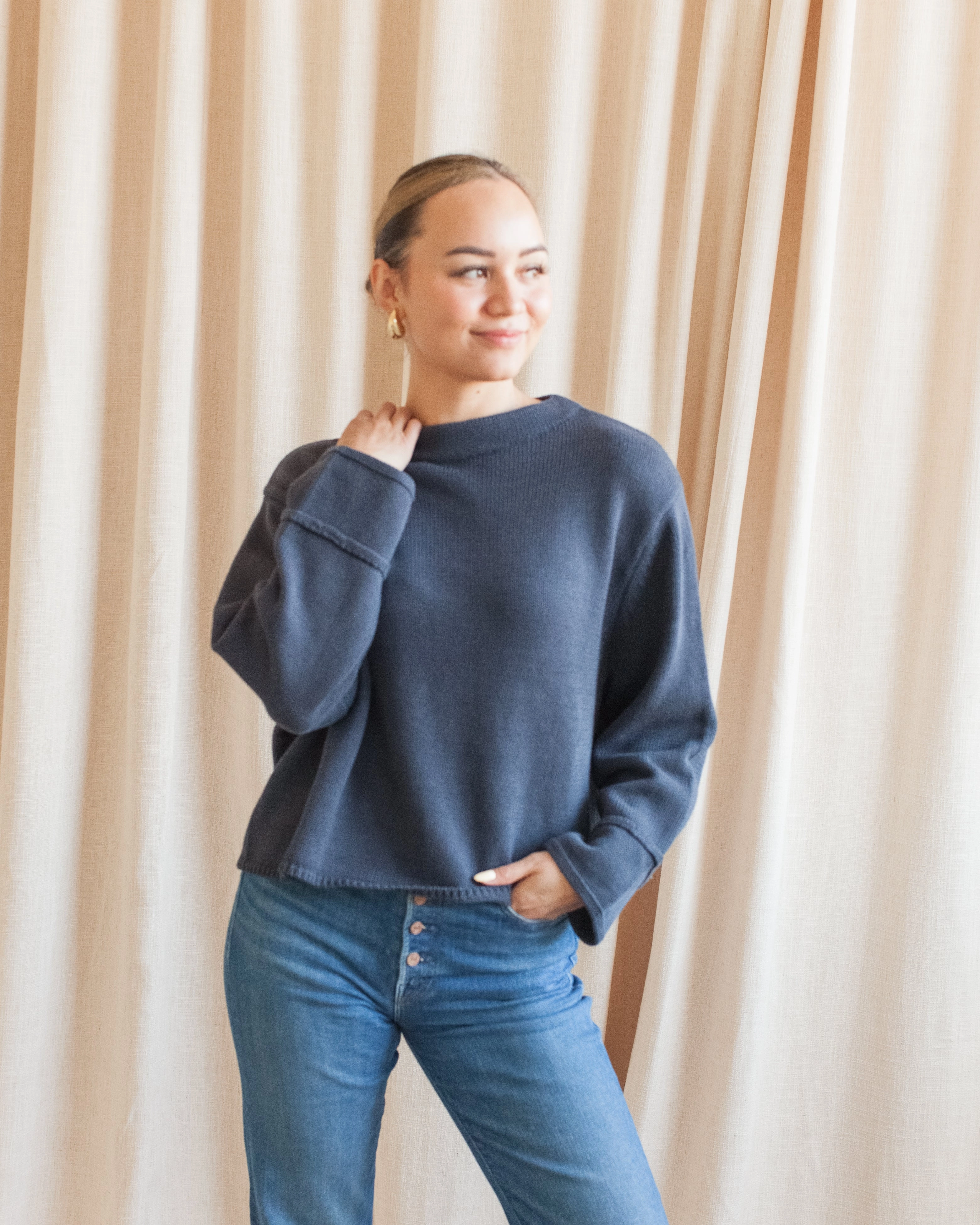 Navy Kensington Knit Natural Texture Seasonal Warmth