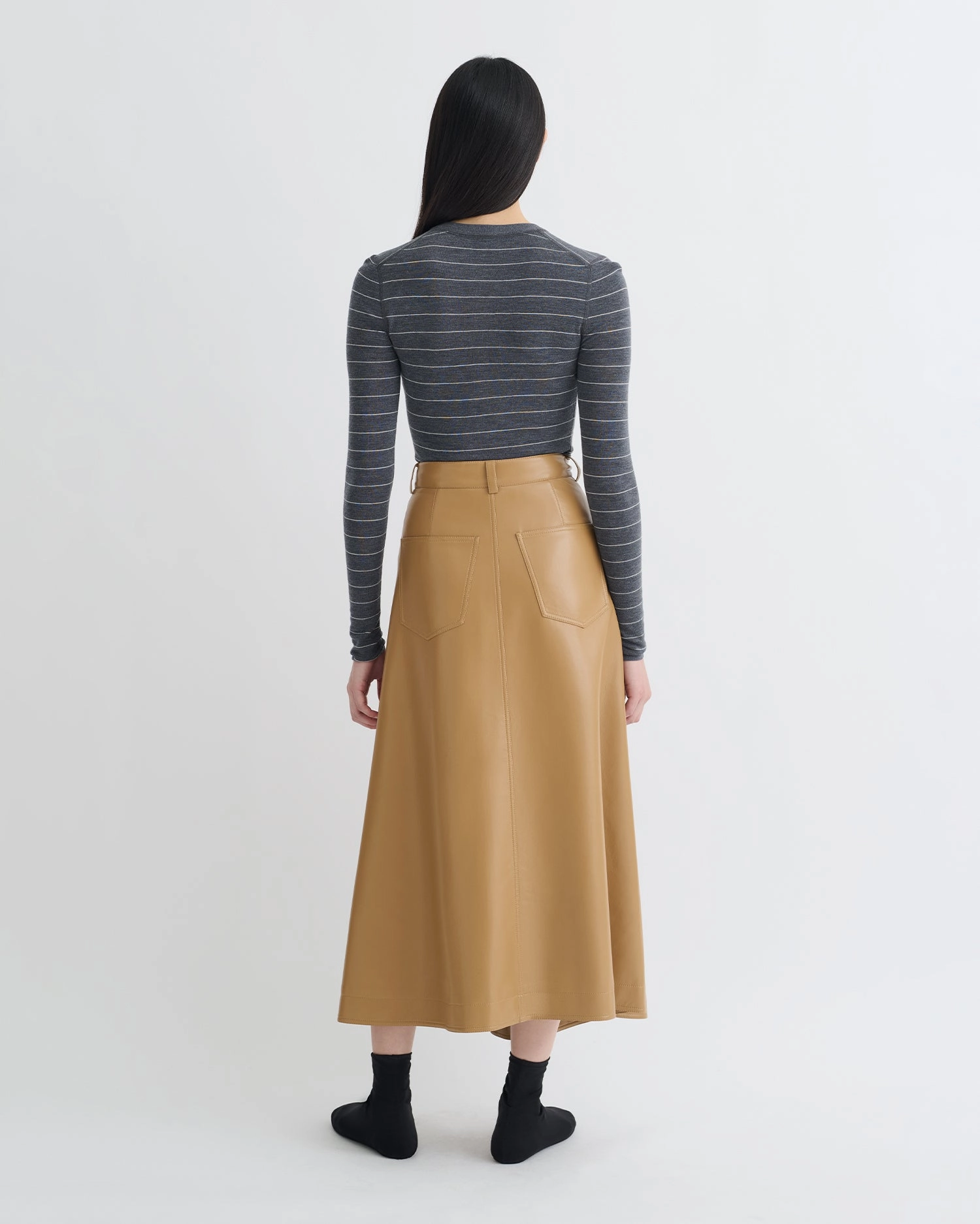 Resilient Fabric Blend Ariyah - Striped Terry Merino Top - Grey Stripe