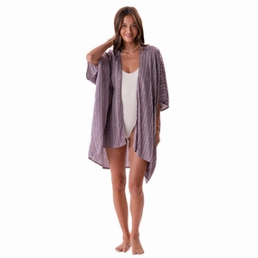 Relaxed Design Breathable Ventilation Mauve Tribal Stripe Tribal Kimono