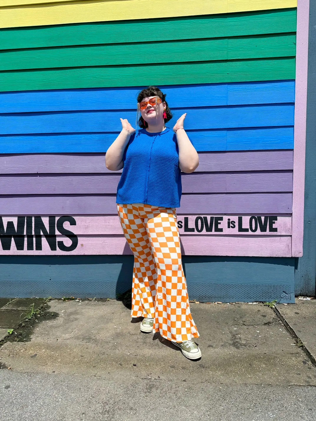 Not My Fault Orange Checkered Pants (S-3XL)RESTOCK