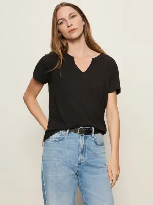Athletic Comfort Wear polo neck Notch Neck Tee Black