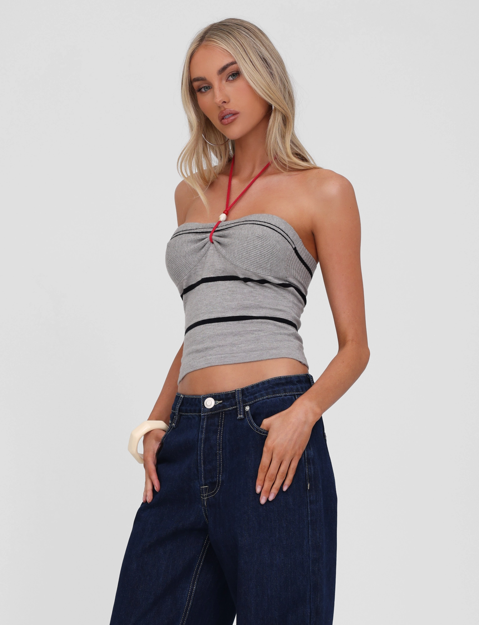 SnagFreeKnit NOUR TOP - GREY STRIPE