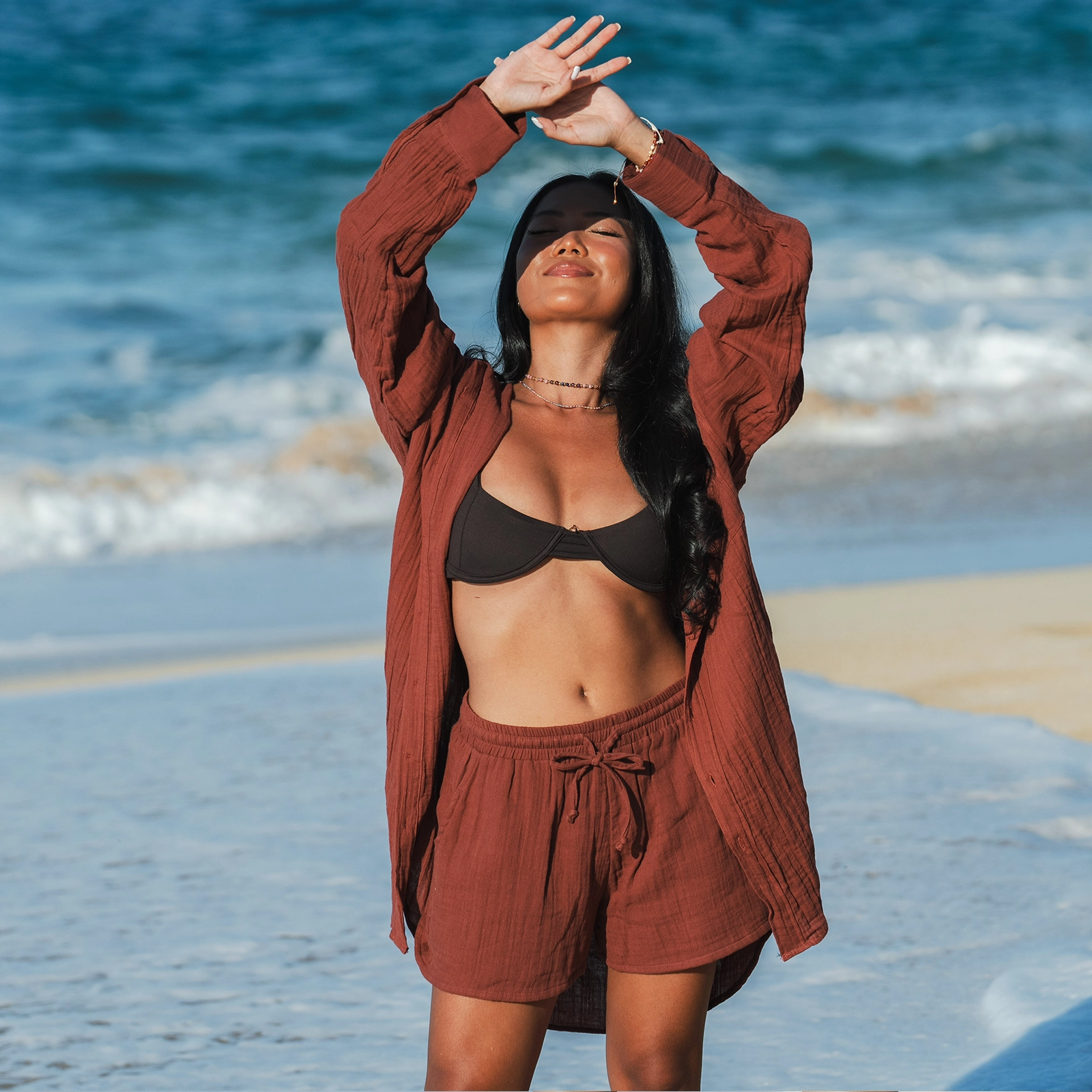 RubberizedGrip Nutmeg Boyfriend Button Up