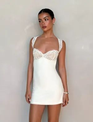 NYOMI MINI DRESS - WHITE : CREAM Business casual
