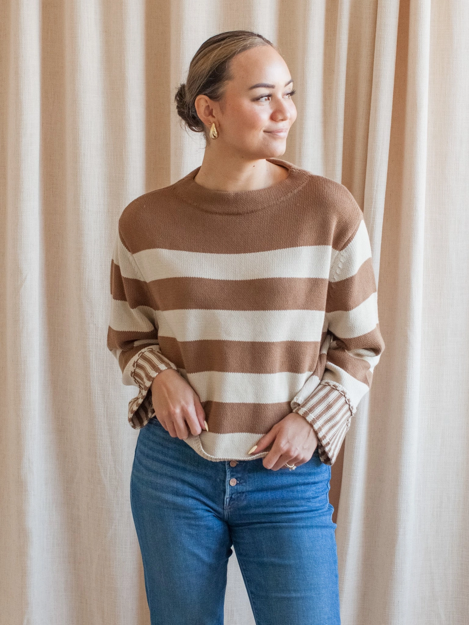 ZeroWaste Production Oatmeal/Camel Kensington Sweater