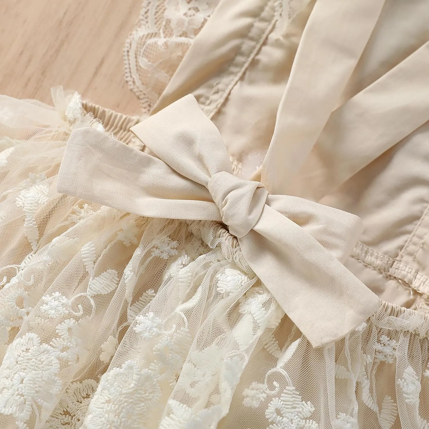 OBEEII Baby Girls 1st Birthday Outfit Boho Floral Embroidery Lace Romper Dress Headband Infant Cake Smash Photoshoot Outfit