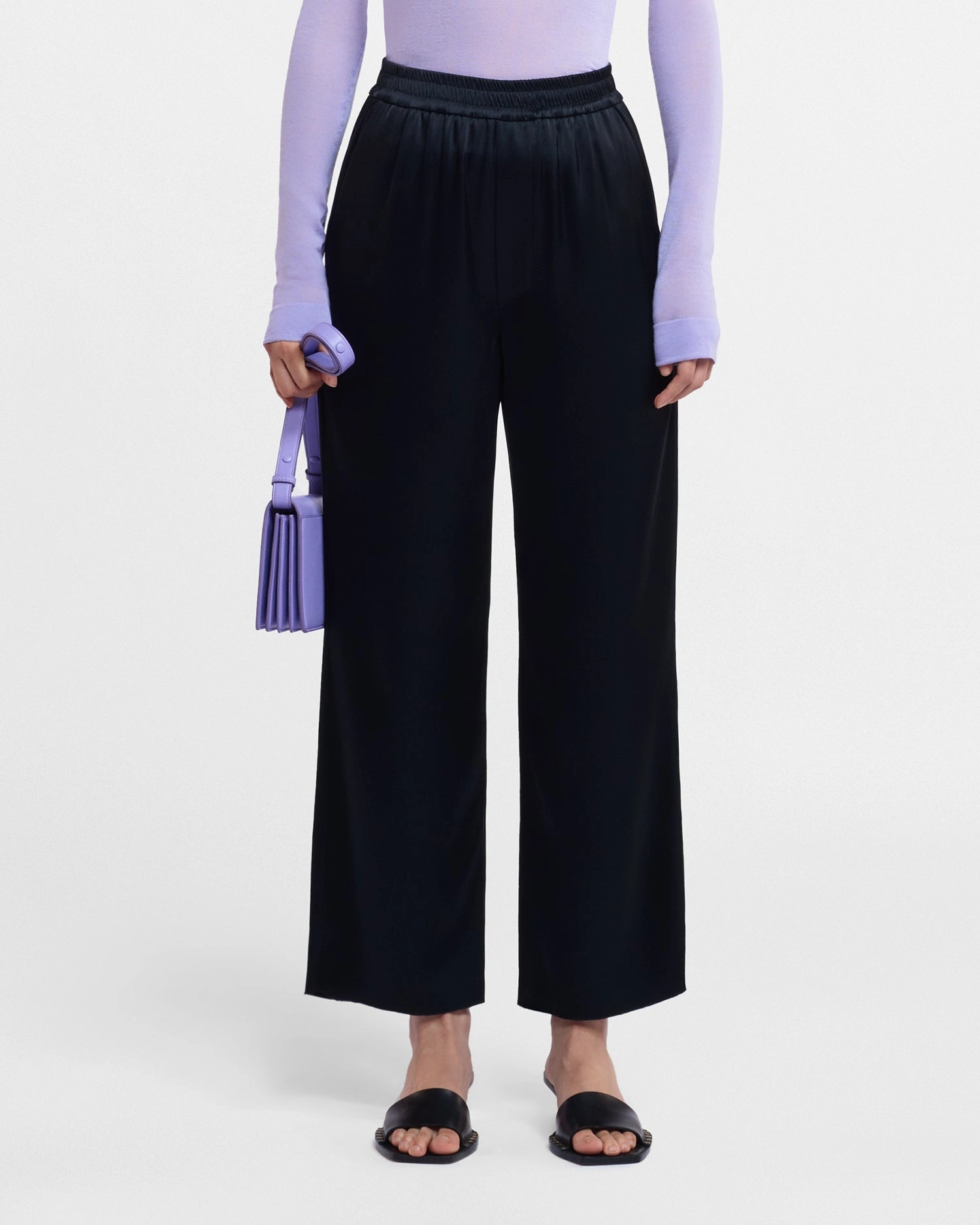 Durable Seam Construction Odessa - Slip Satin Pants - Black