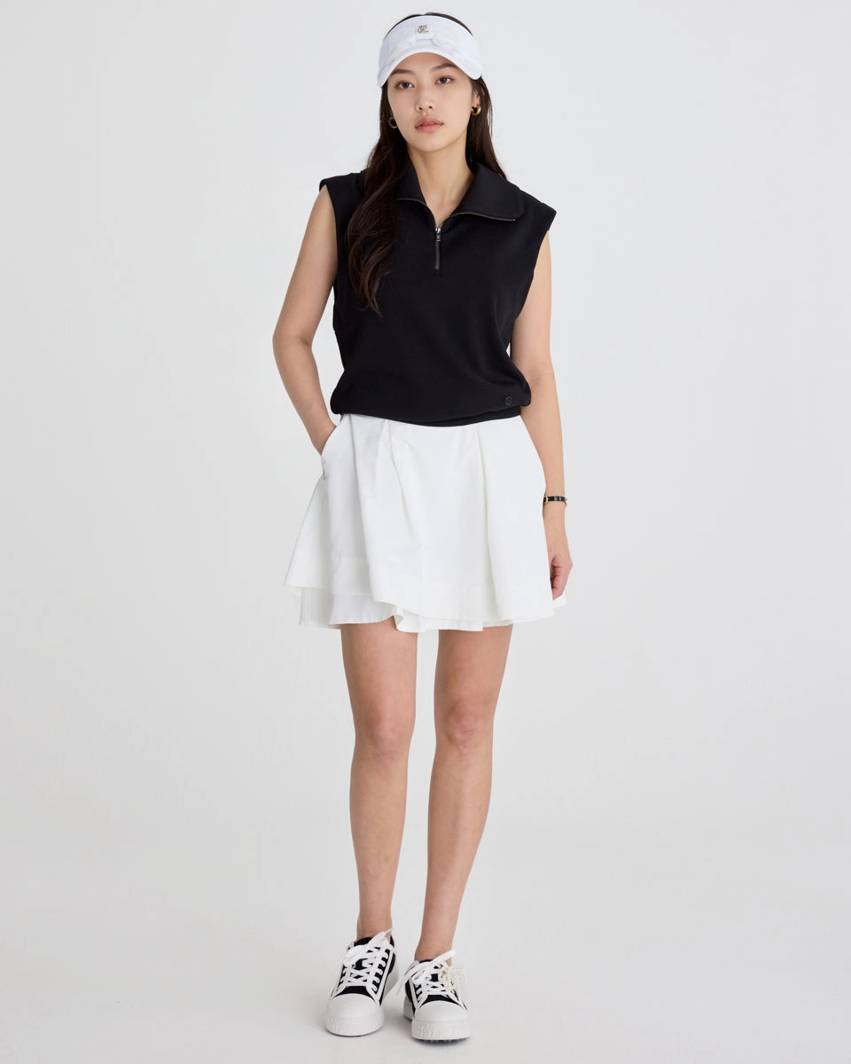Flexible Hem Adjustment Structured Casual Fit SCSI dropped shoulder vest - Black